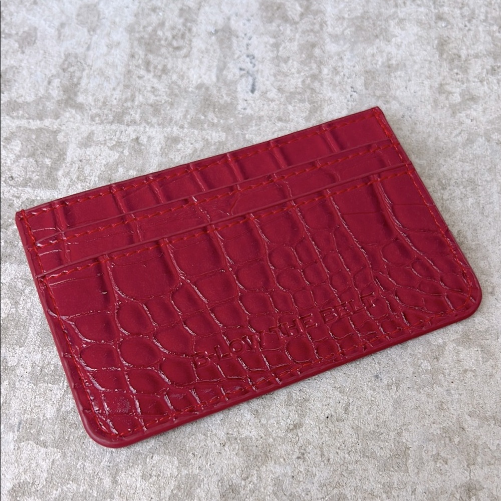 Below the Belt Red Crocodile Embossed Credit Card Holder Money Wallet Slim Sleek
